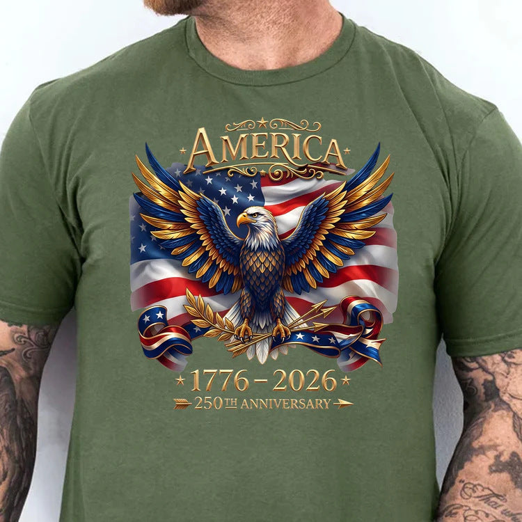 Unisex nan patriotic anniversary eagle graphic crewneck tee with flag print Kalsten