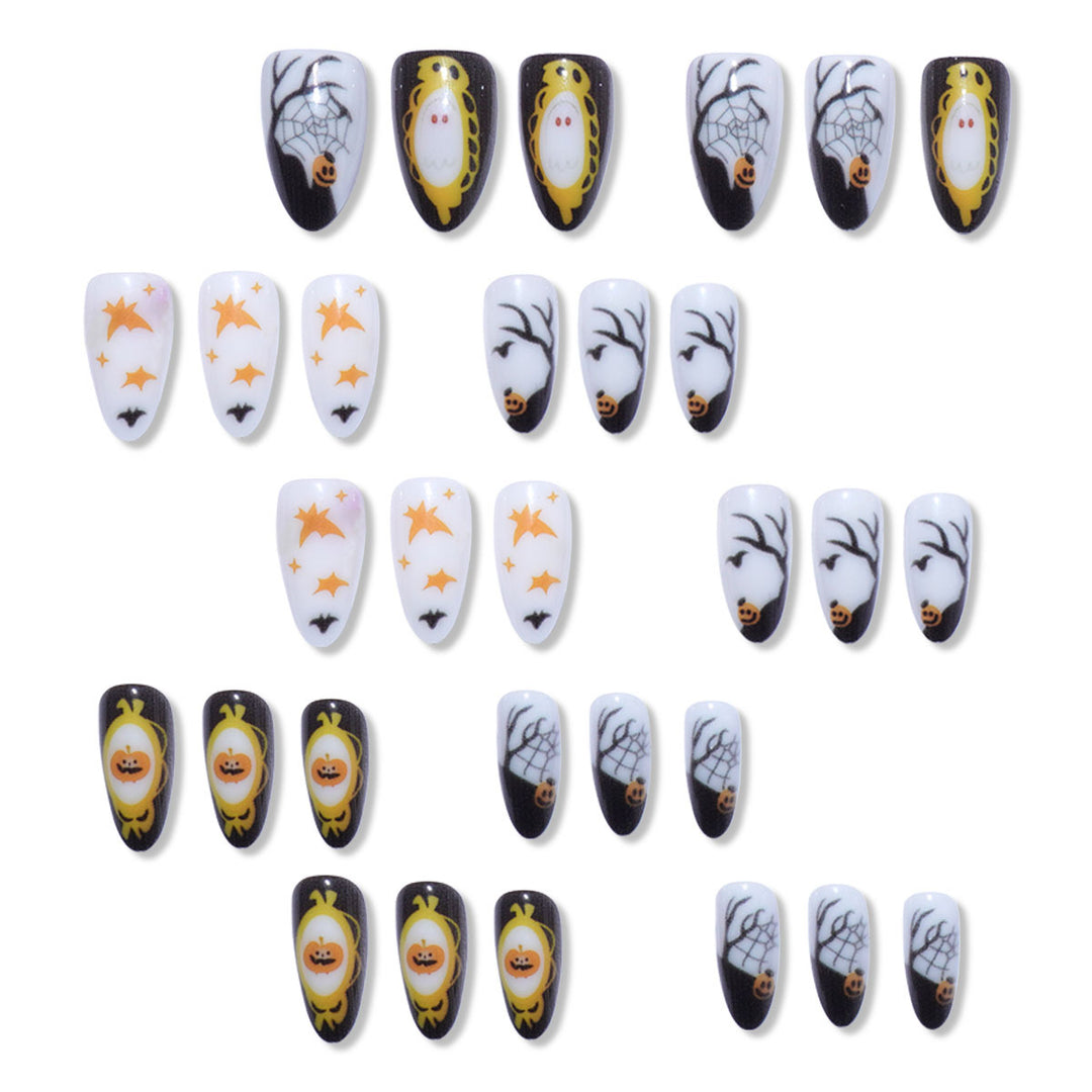 Halloween-Themed Stiletto Press-On Nail Art