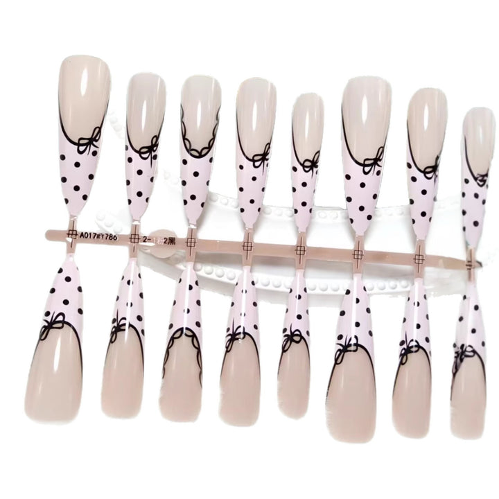 Elegant artificial nails with bow design and dots Kalsten