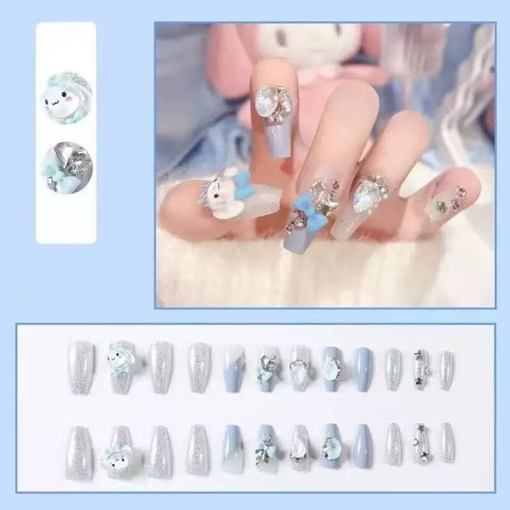 Creative artificial nails with 3D design and glitter accents Kalsten