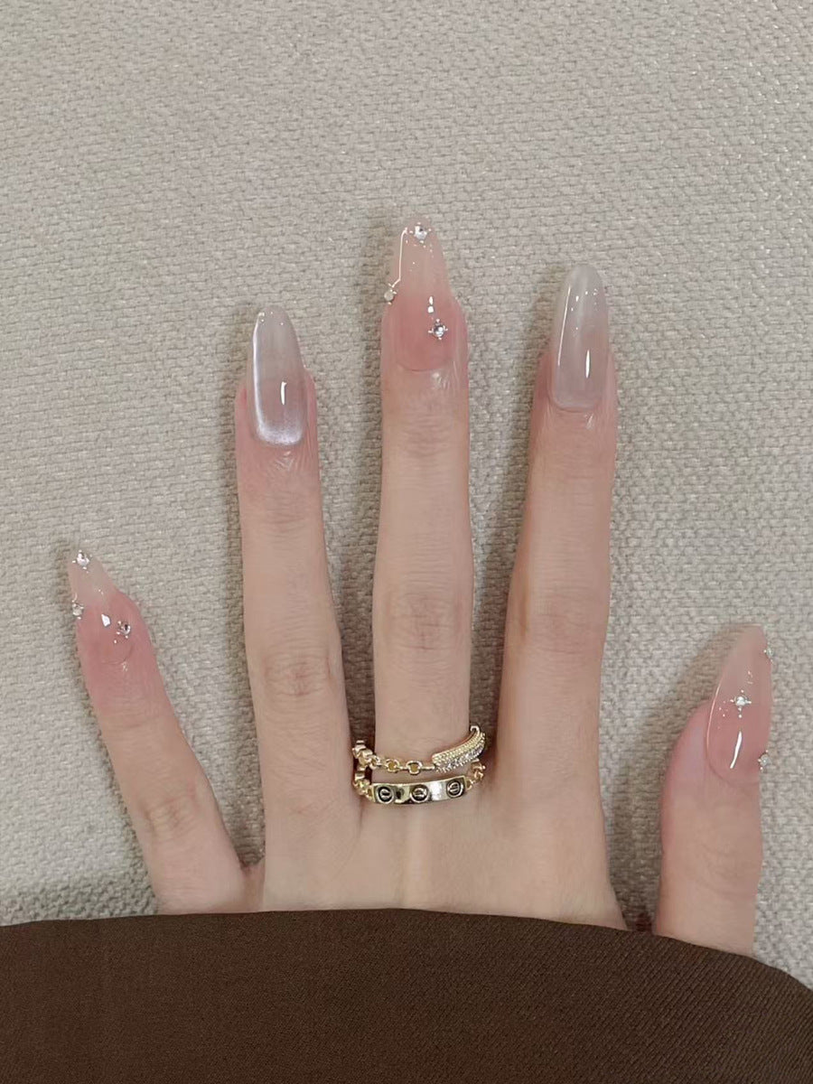 Decorative Press-On Nail Set with Subtle Glitter Accents Kalsten