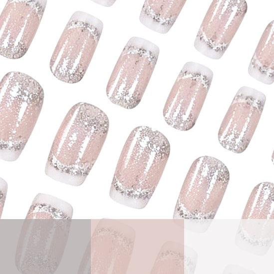 Glittery French Tip Acrylic Nail Extensions Kalsten