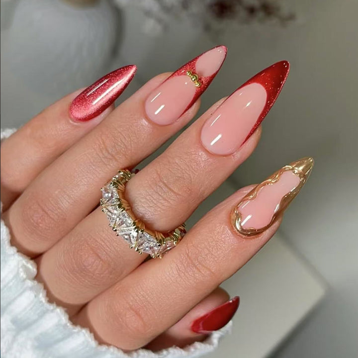 Artful nail extensions with glamorous design and glitter coating Kalsten