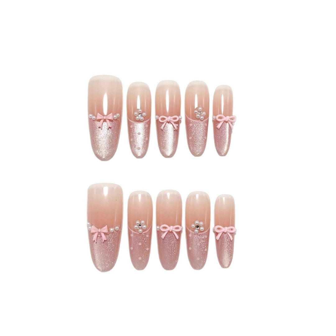 Elegant artificial nails with bows and pearl decoration Kalsten