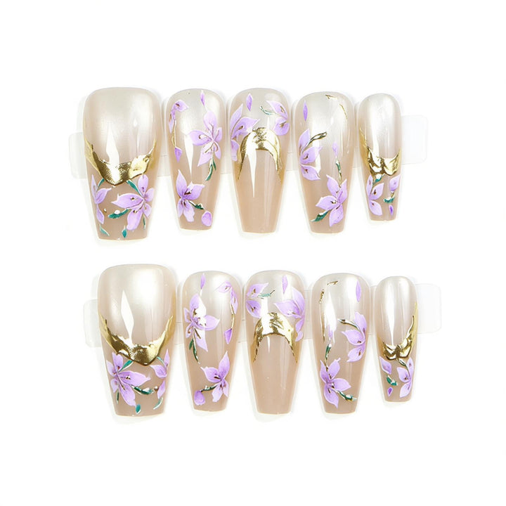 Elegant Floral Press-On Nail Set Kalsten