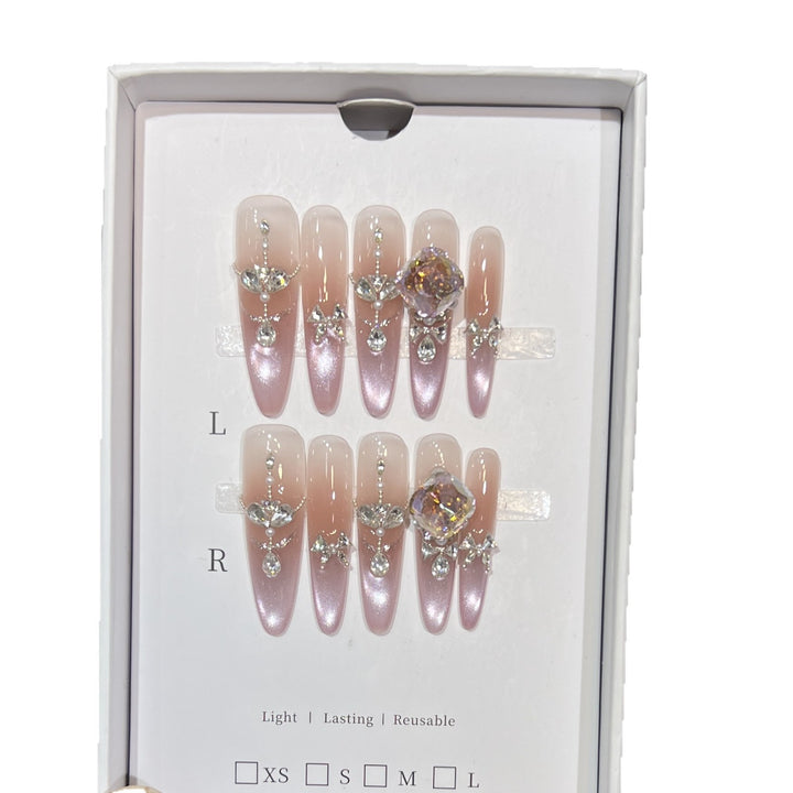 Decorative Rhinestone-Embellished Stiletto Press-On Nails Kalsten