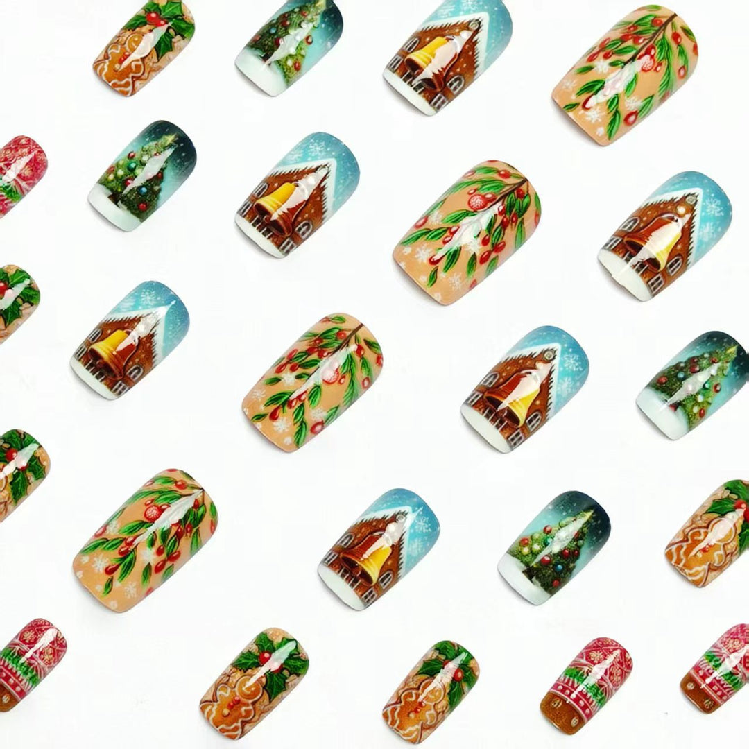 Artificial nails with festive Christmas motif Kalsten