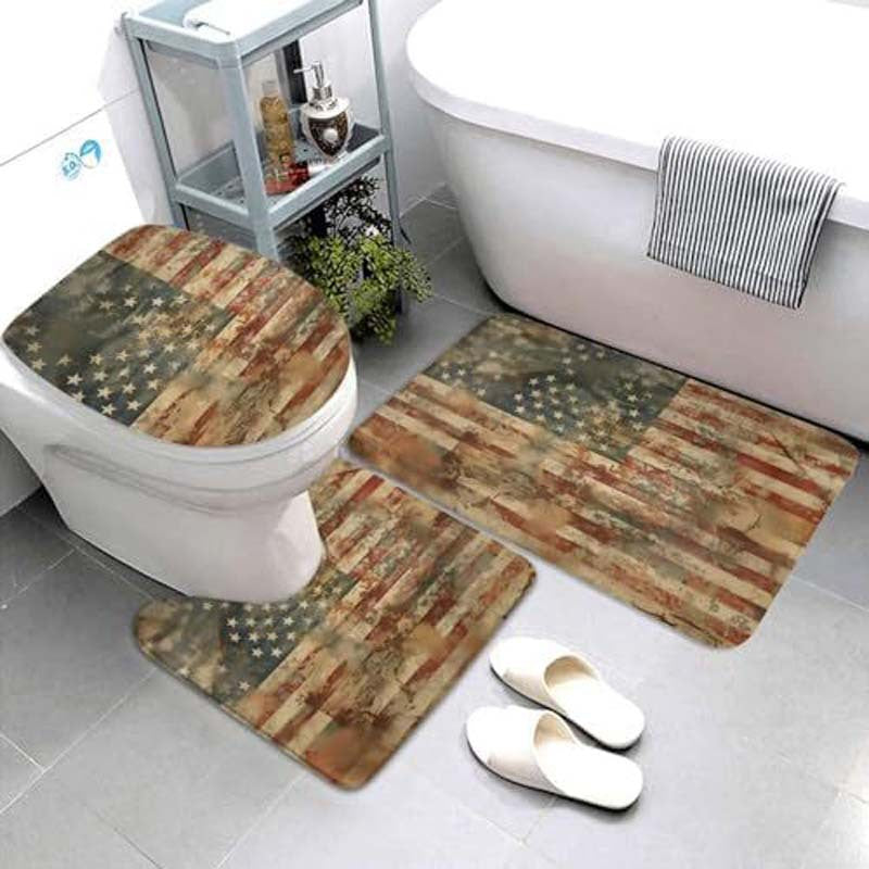 Geometric Pattern Bathroom Mat Set