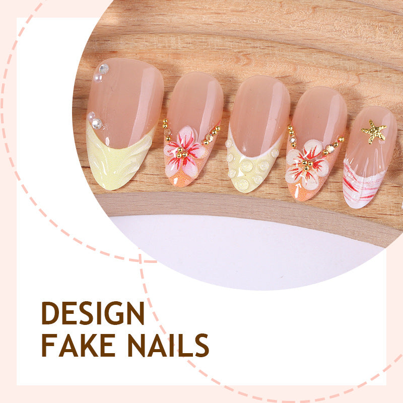Artificial nail set with glamorous floral and glitter decorations Kalsten