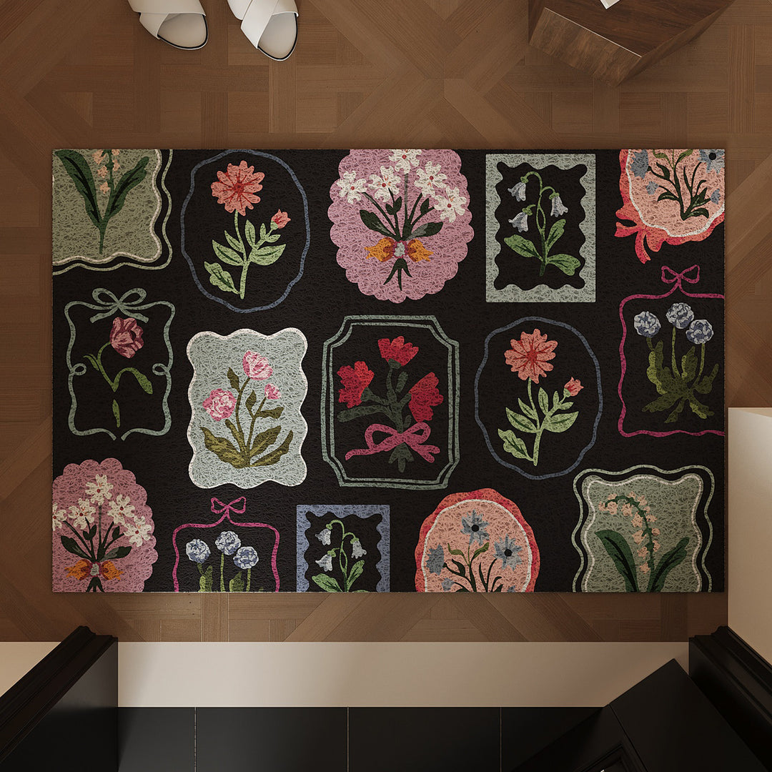 Vintage Floral Print Area Rug