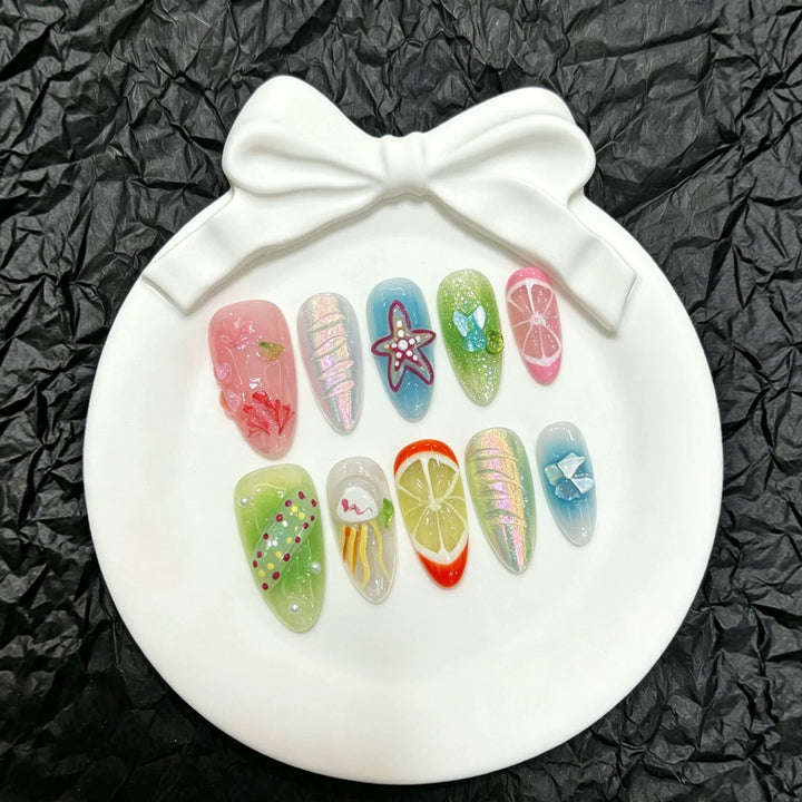 Charming Handcrafted Press-On Nail Art Set