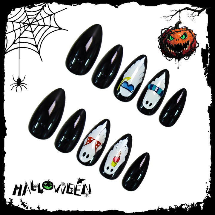 Halloween Artificial Nail Set with Playful Ghost Designs Kalsten
