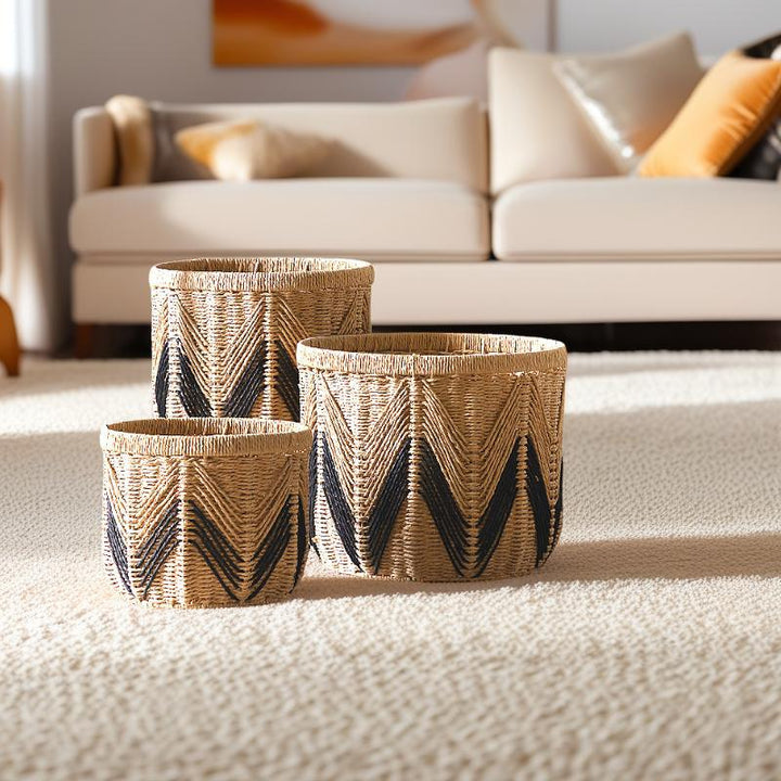 Handwoven storage basket made of natural materials Kalsten