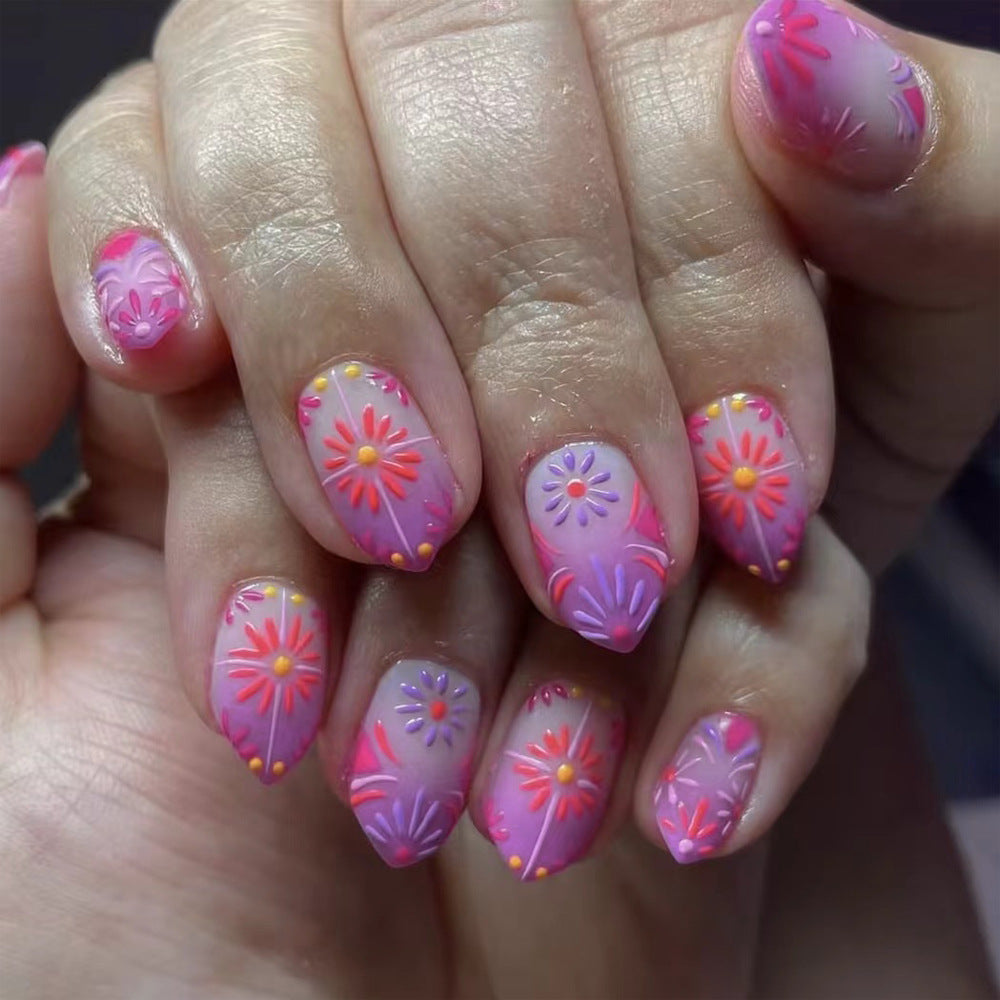 Decorative Floral Design Press-On Nails Kalsten
