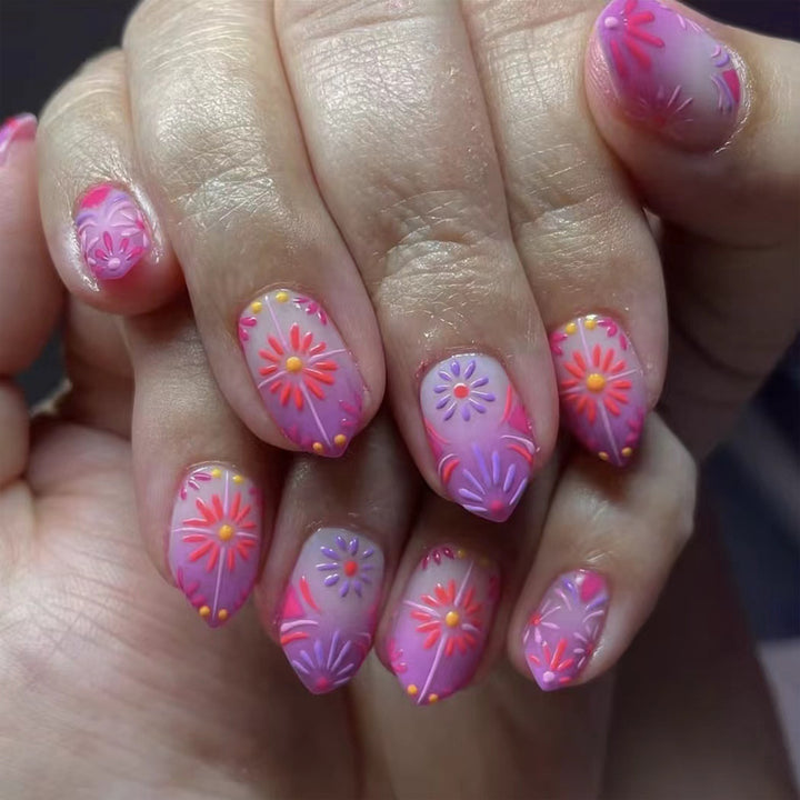 Decorative Floral Design Press-On Nails Kalsten