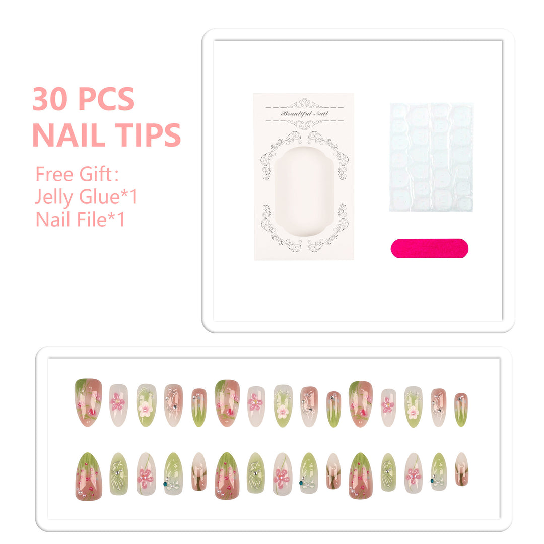 Floral Art Press-On Nail Tips Set