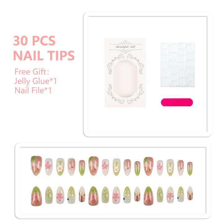 Floral Art Press-On Nail Tips Set