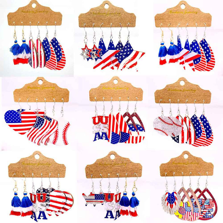 Women’s American-inspired earring set made of lightweight wood and acrylic with drop and letter charms Kalsten