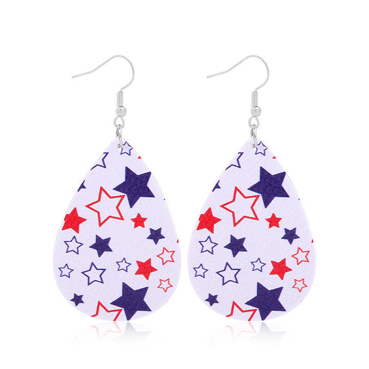 Women's lightweight drop earrings with stars-and-stripes design made of vegan leather Kalsten