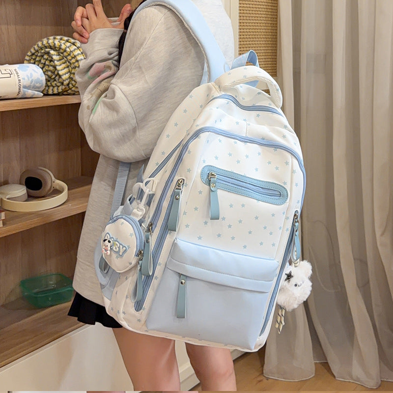 Backpack with Charming Star Applications and Practical Compartments Kalsten