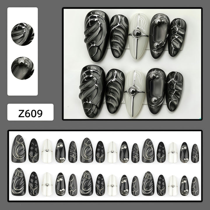 Acrylic Nail Set with Modern Design and Delicate Accents Kalsten