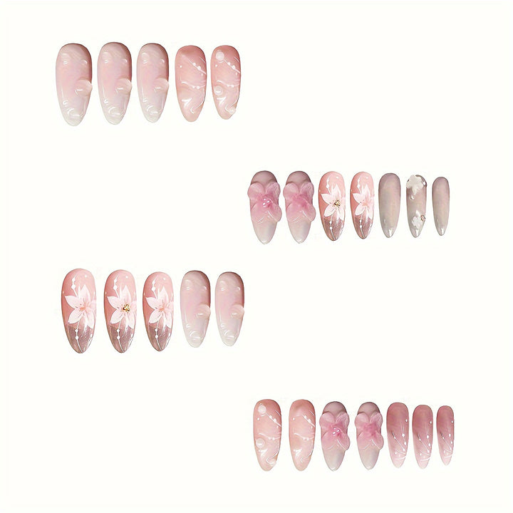 Floral-Themed Press-On Nail Art Kalsten