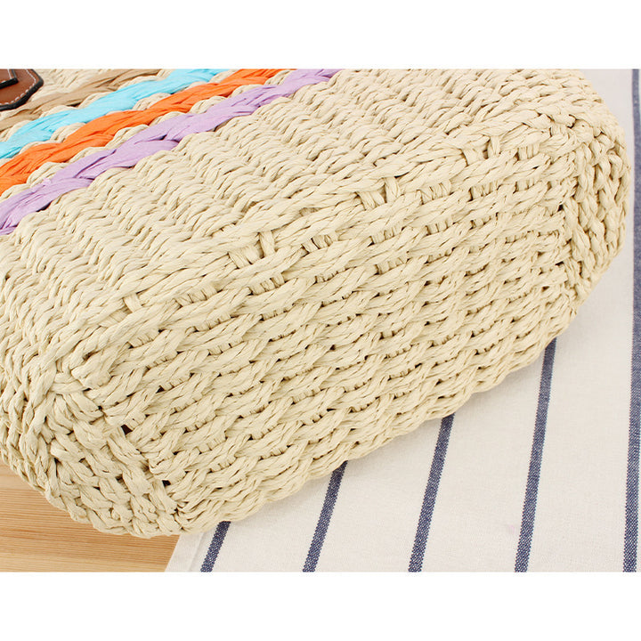 Leisure Beach Bag Made of Woven Natural Material with Colorful Decor Kalsten