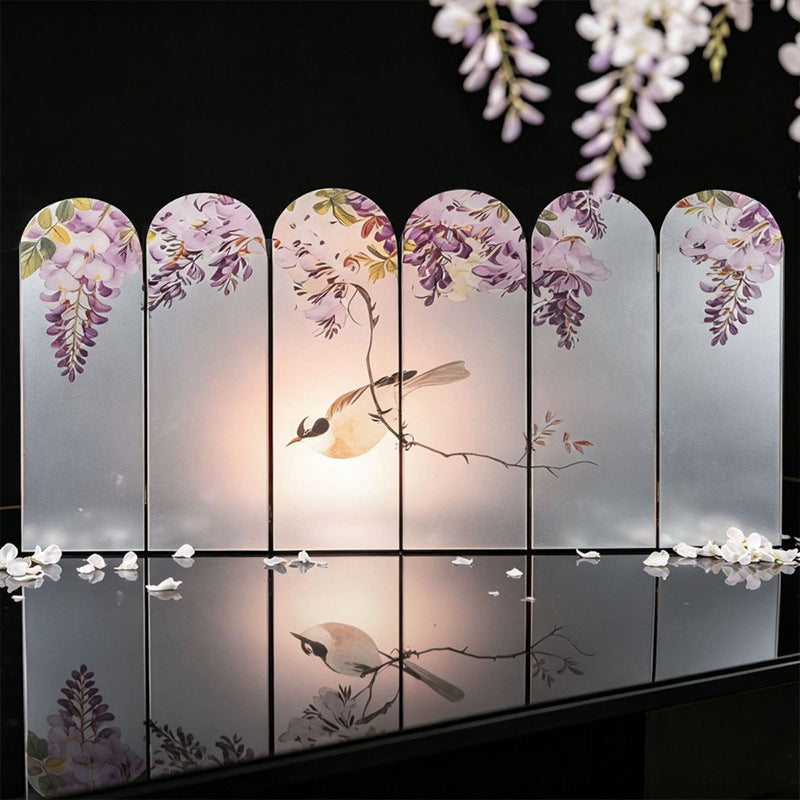 Decorative Room Divider with Wisteria Design