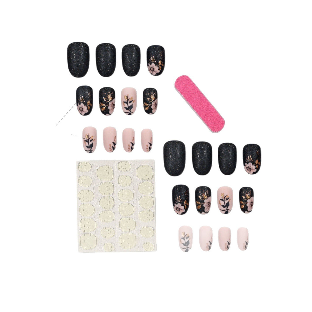 Professional Press-On Nail Set with Elegant Floral Design Kalsten