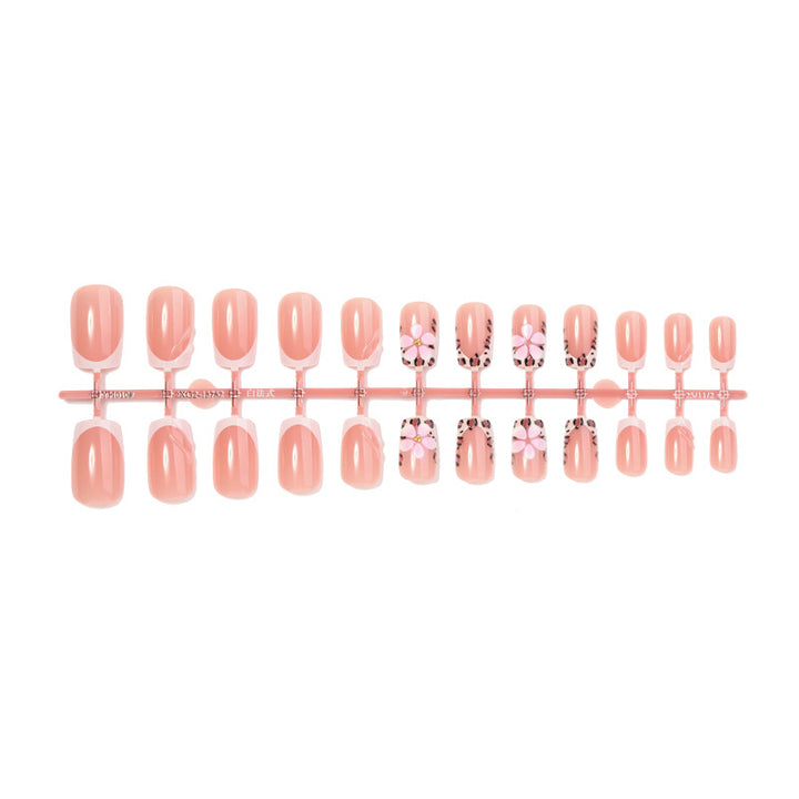 Artistic Floral and Leopard Print Press-On Nails Set kalsten