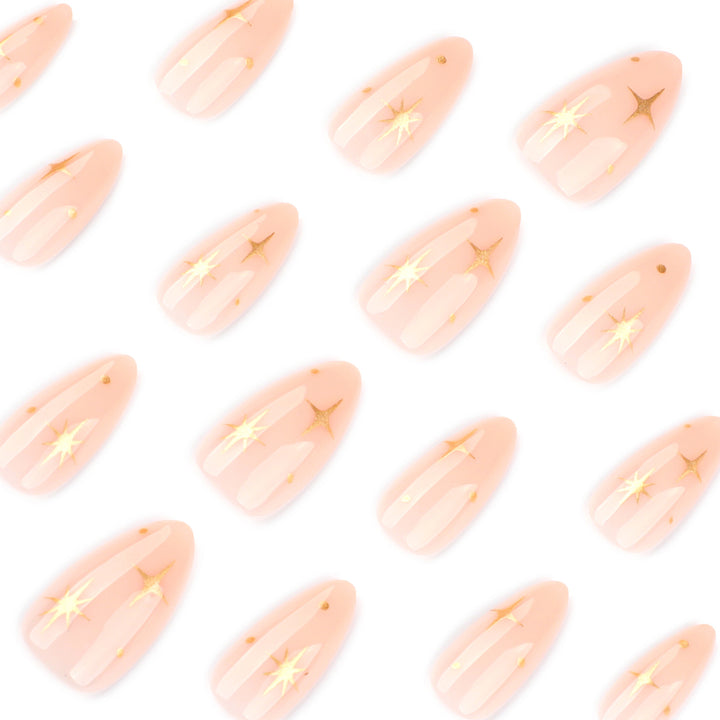 Artful stiletto nails with shiny star accents Kalsten