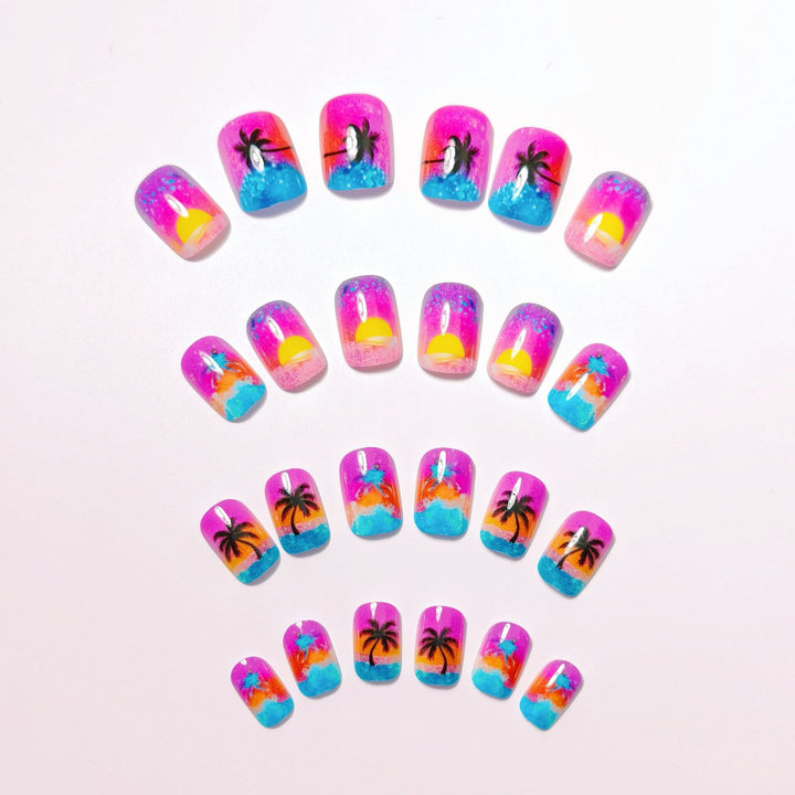 Artificial nails with luminous sunset design Kalsten