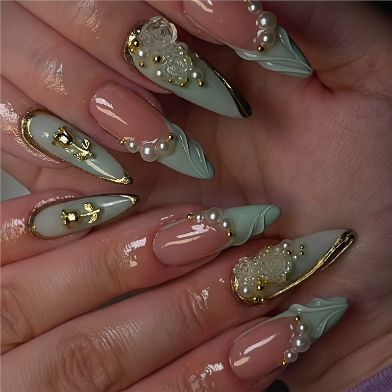 Decorative Long Stiletto Press-On Nail Art Kalsten