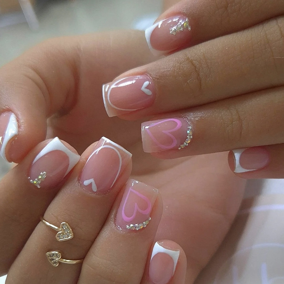 Heart-Accent Gel Nail Art Extensions Kalsten
