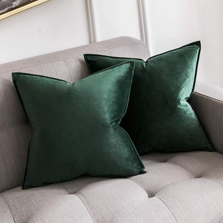 Plush Velvet Square Throw Pillow Set with Hidden Zipper and Down-Alternative Insert