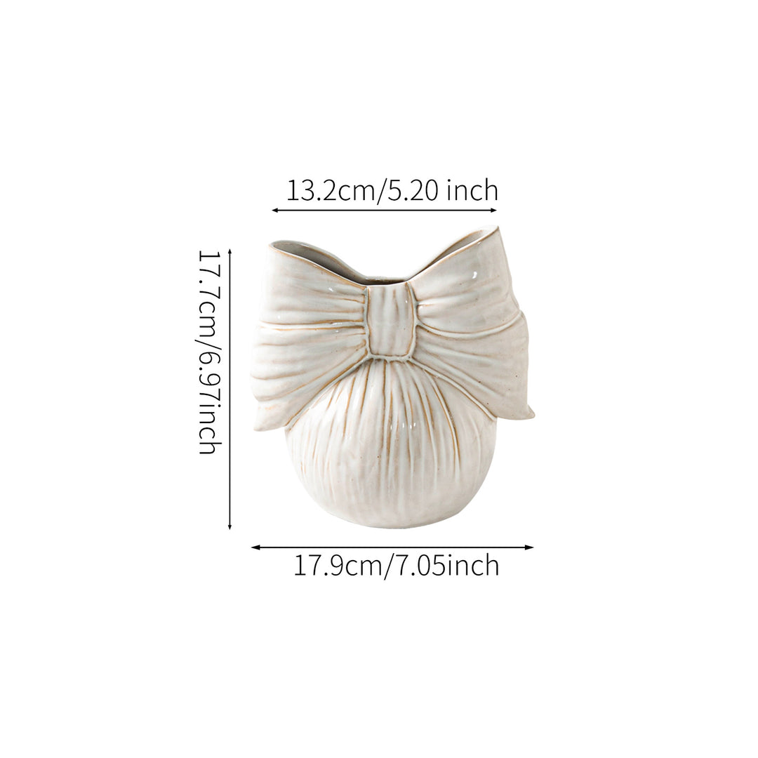 Decorative Ceramic Arch Table Vase with Sculpted Ribbon Detail