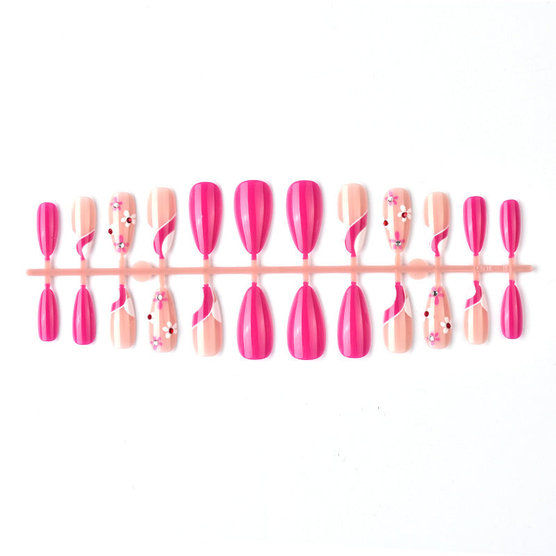 Artistic Press-On Nail Art Set with Floral and Ombre Designs Kalsten
