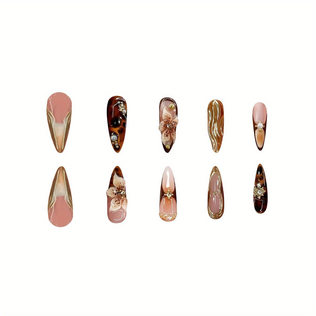Elegant Floral Acrylic Press-On Nail Set Kalsten