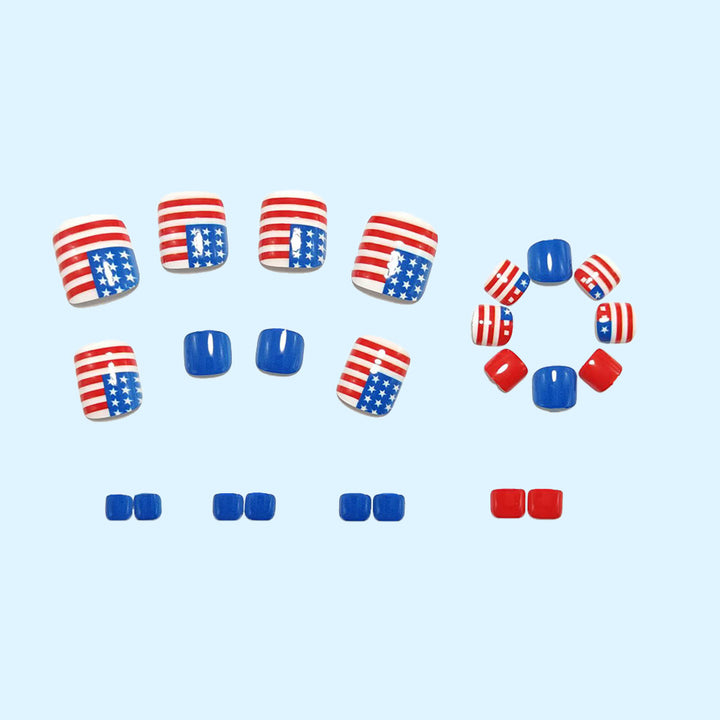Patriotic style artificial nails with flag motifs Kalsten