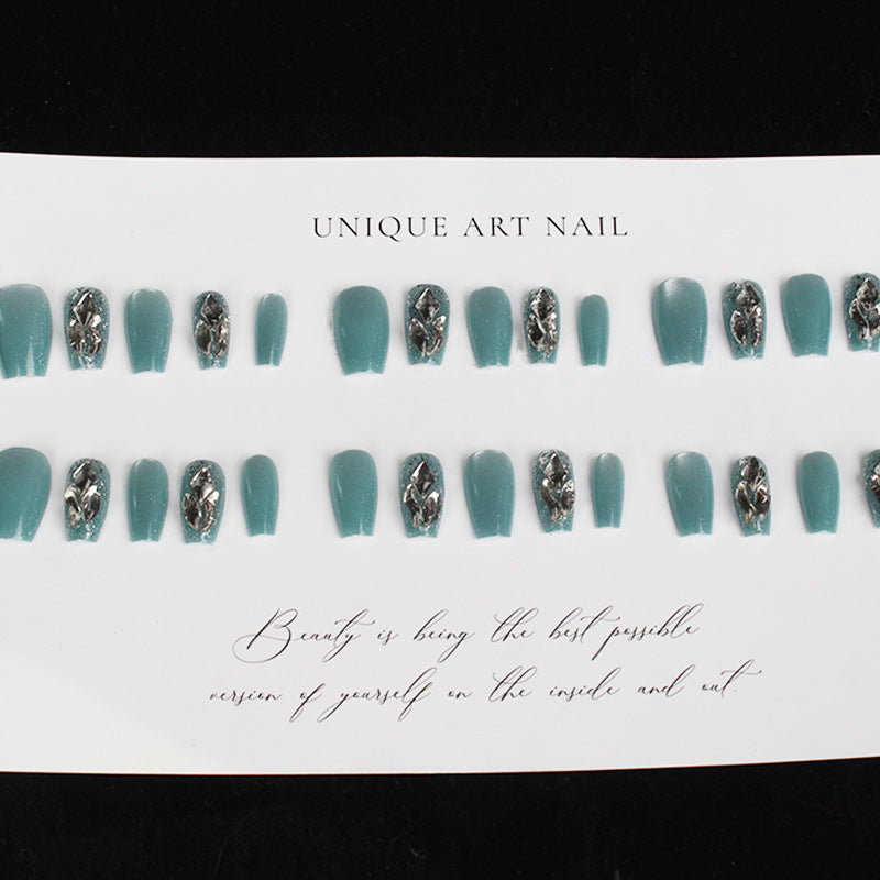 Elegant Press-On Nail Set with Gem Accents