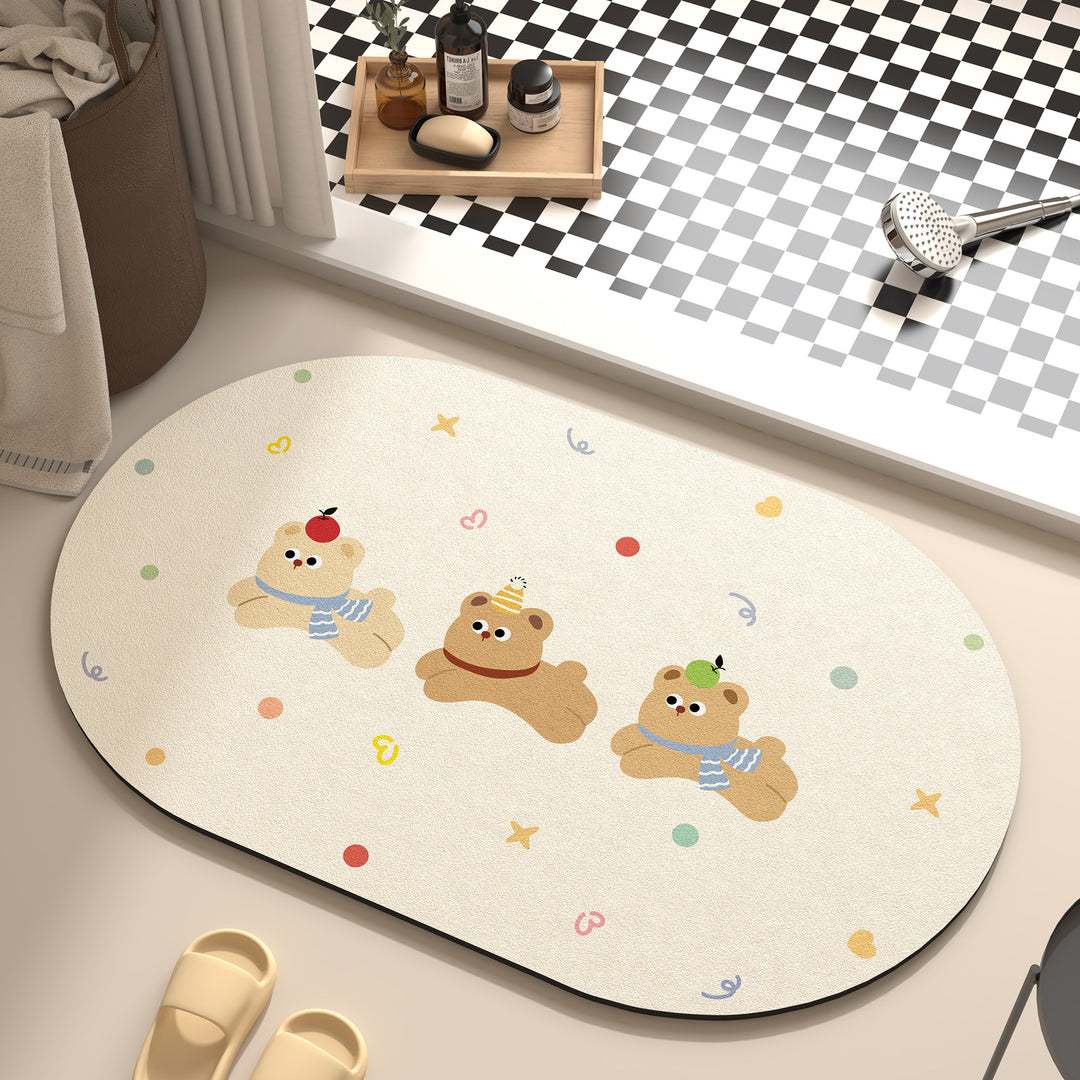 Playful Cartoon Dog-Themed Bath Mat Kalsten