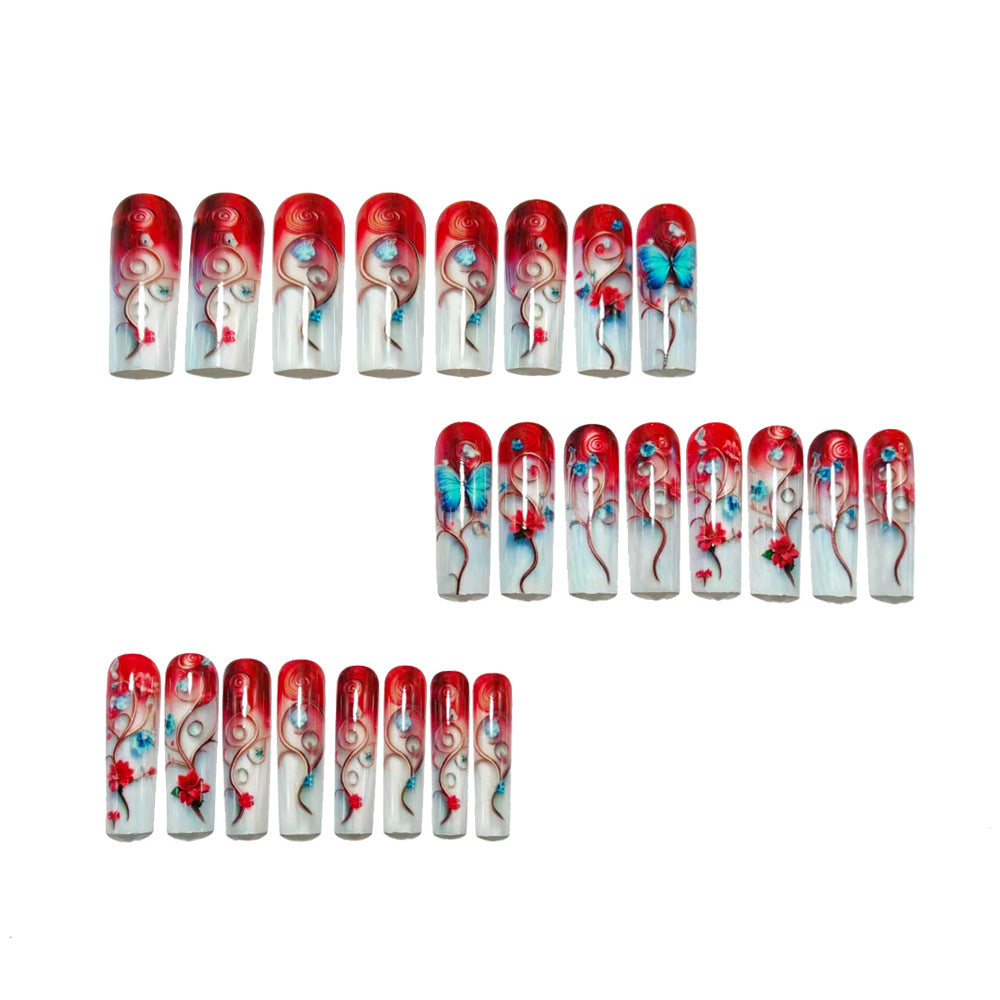 Artificial nails with flower and butterfly design Kalsten