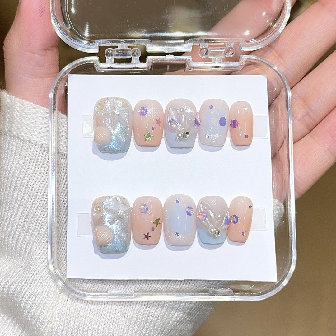 Artificial nails with sparkling galaxy design Kalsten