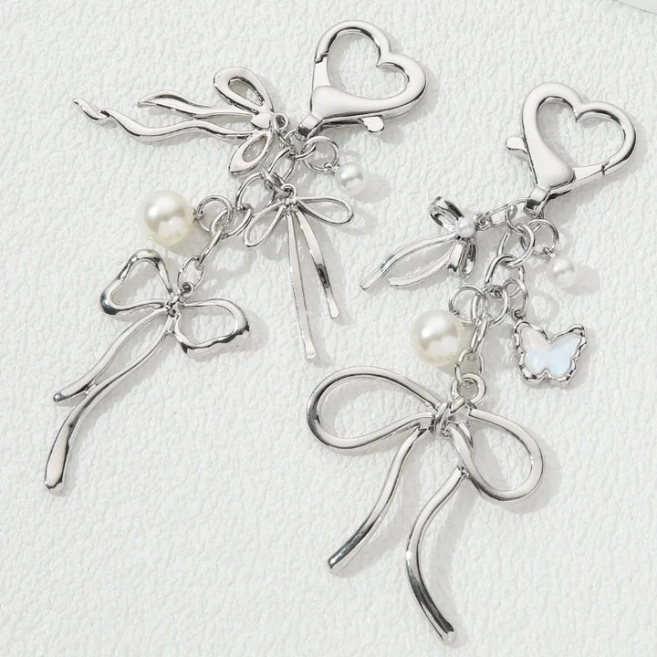 Decorative Heart and Bow Charm Keychain Kalsten