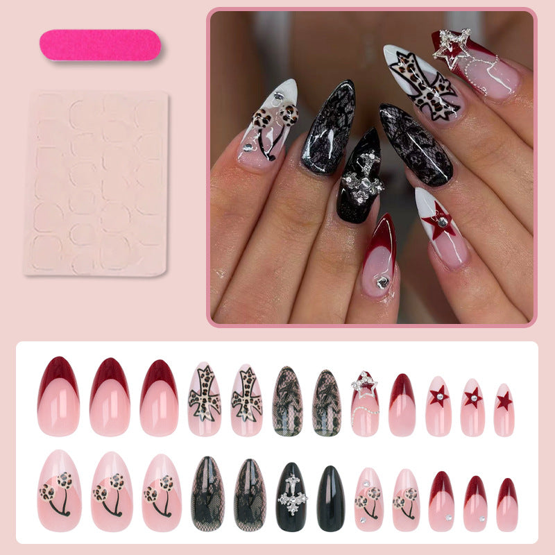 Acrylic nail set with glamorous designs and high-quality embellishments Kalsten