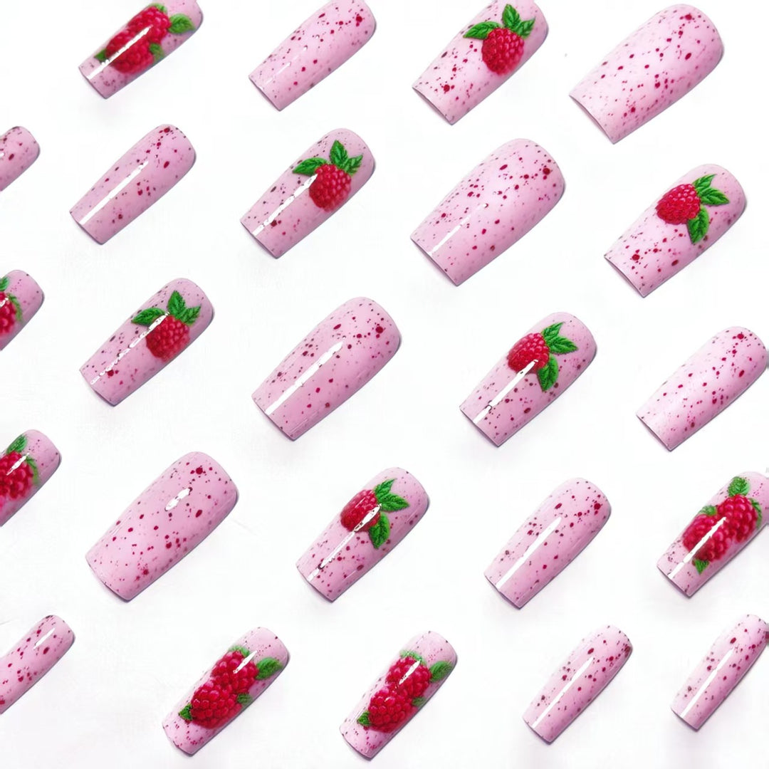 Artificial nails with Playful Raspberry Design Kalsten