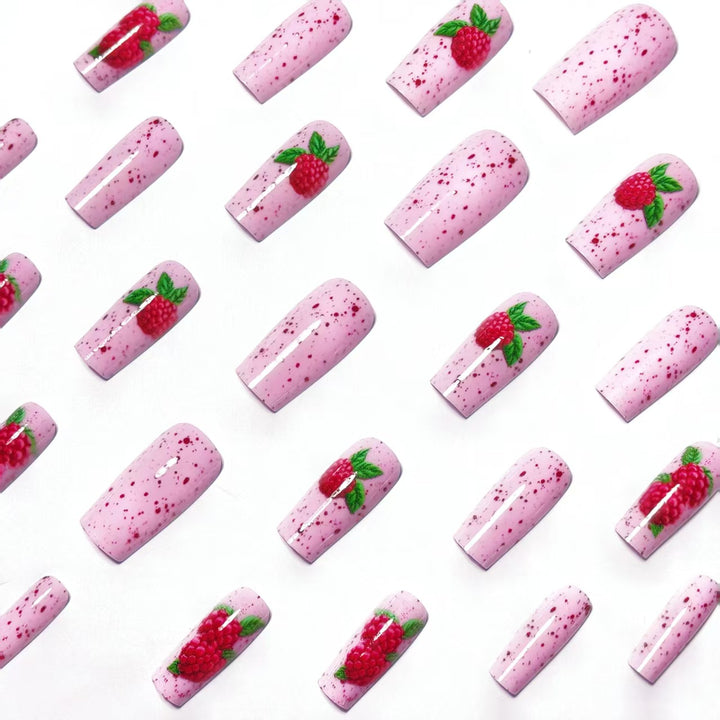 Artificial nails with Playful Raspberry Design Kalsten