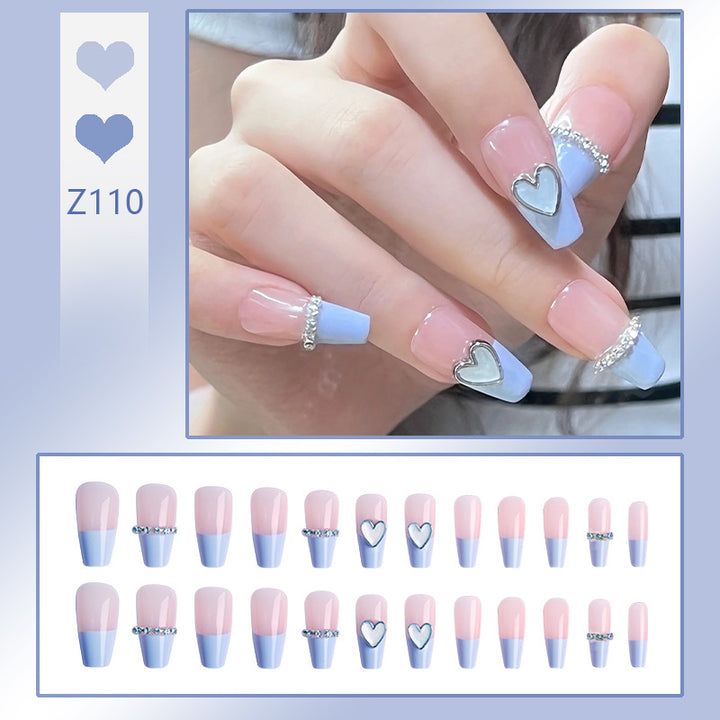 Artificial nails with romantic heart and glitter decorations Kalsten
