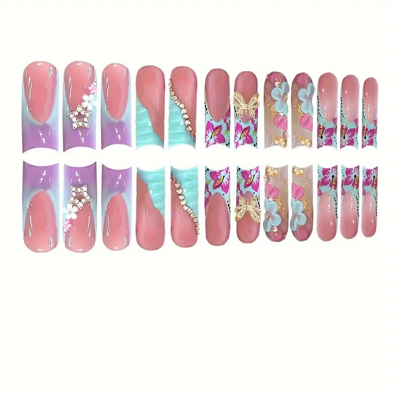 3D Floral Decorative Press-On Nail Art Kalsten