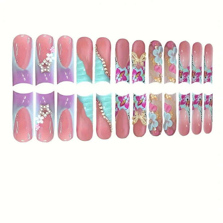 3D Floral Decorative Press-On Nail Art Kalsten